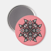 Pastel Gothic Witch Design - Zwart Roze Monster Magneet (Voorkant / Achterkant)