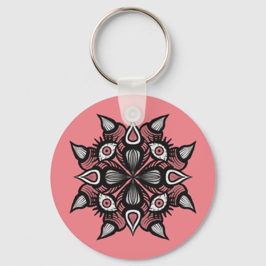 Pastel Gothic Witch Design - Zwart Roze Monster Sleutelhanger (Voorkant)