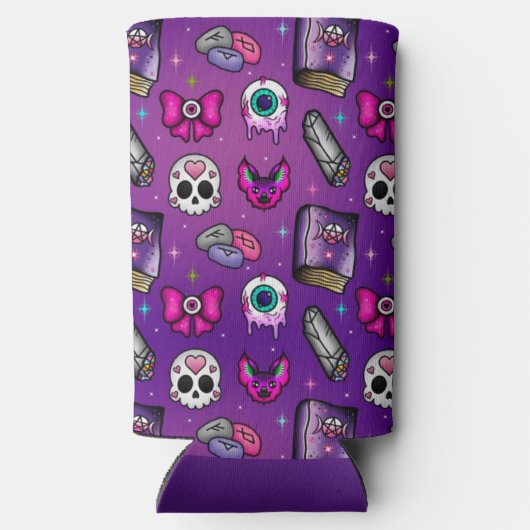 Pastel Gothic - Witchy - Paarse Halloween Seltzer Blikjeskoeler (Achterkant)