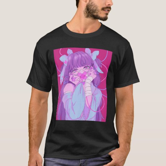 Pastel Gothic Yami Kawaii Menhera Waifu esthetisch T-shirt (Voorkant)