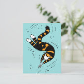 Pastel Gothic Zwemmelt Kat Skelet Briefkaart (Staand voorkant)