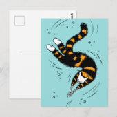 Pastel Gothic Zwemmelt Kat Skelet Briefkaart (Voorkant / Achterkant)