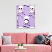 Pastel gothische schedel in theekop canvas afdruk (Insitu (Woonkamer))