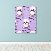 Pastel gothische schedel in theekop canvas afdruk (Insitu (Houten vloer))