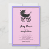 Pastel Gotische Wandelwagen Bat Baby shower Kaart (Voorkant)