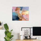 Pastel Goud Impasto Textuur Abstracte Kunst Poster (Thuiskantoor)