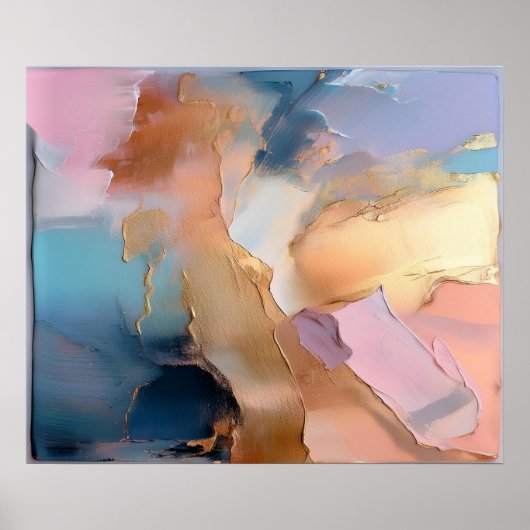 Pastel Goud Impasto Textuur Abstracte Kunst Poster (Voorkant)