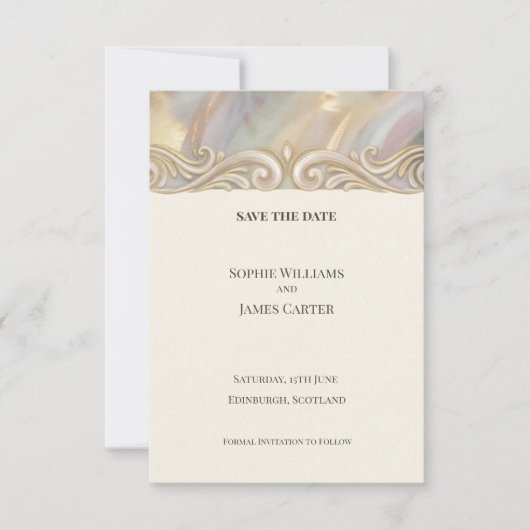 Pastel Gouden Art Deco Bewaar De Datum Save The Date (Voorkant)