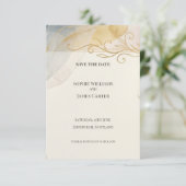 Pastel Gouden Barok Save The Date Kaart (Staand voorkant)