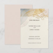 Pastel Gouden Barok Save The Date Kaart (Voorkant / Achterkant)