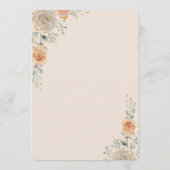Pastel & Gouden Bloemen Bruiloftsinvatie Kaart (Achterkant)