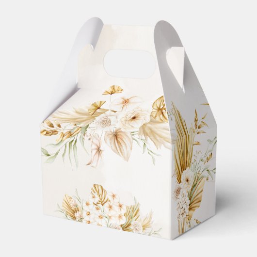 Pastel gouden bruine boho gedroogde bloemen baby bedankdoosjes (Achterkant)