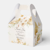 Pastel gouden bruine boho gedroogde bloemen baby bedankdoosjes (Voorkant Zijde)