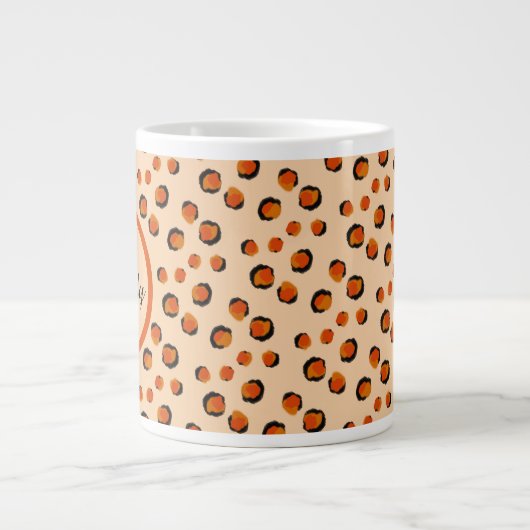 Pastel & Gouden cheetah Dierenprint Monogram Grote Koffiekop (Voorkant)