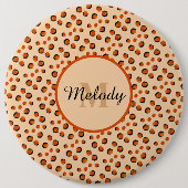 Pastel & Gouden cheetah Dierenprint Monogram Ronde Button 6,0 Cm (Voorkant)