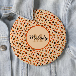 Pastel & Gouden cheetah Dierenprint Monogram Ronde Button 6,0 Cm
