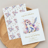 Pastel Gouden Eenhoorn en Regenboog Magische Verja Kaart