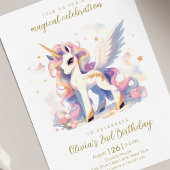 Pastel Gouden Eenhoorn en Regenboog Magische Verja Kaart