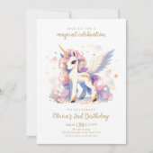 Pastel Gouden Eenhoorn en Regenboog Magische Verja Kaart (Voorkant)