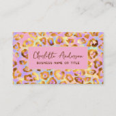 Pastel Gouden Luipaardprint QR-code Visitekaartje (Voorkant)