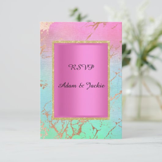 Pastel goudroze marmer kaart (Staand voorkant)