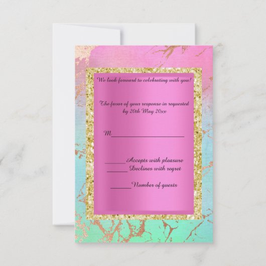 Pastel goudroze marmer kaart (Achterkant)