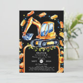 Pastel Graafmachine Bouw Verjaardag Kaart (Staand voorkant)