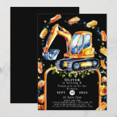 Pastel Graafmachine Bouw Verjaardag Kaart (Voorkant / Achterkant)