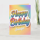 Pastel Gradiënt 3D-Bubbelletters Gefeliciteerd Ver Kaart (Voorkant)