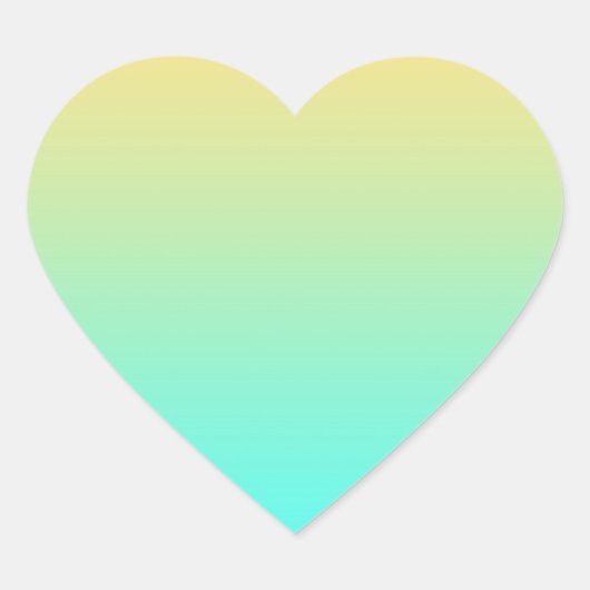 Pastel Gradiënt Achtergrond Turquoise Geel Hart Sticker (Voorkant)