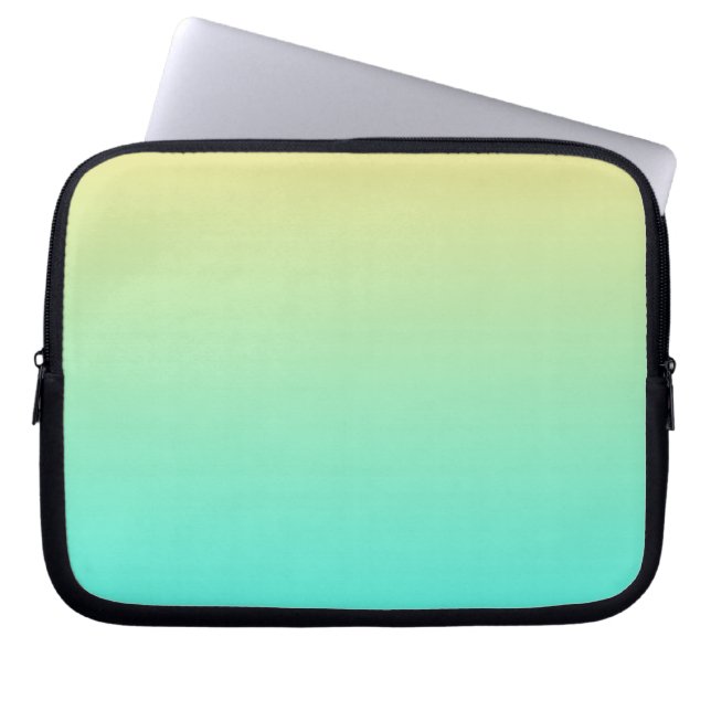 Pastel Gradiënt Achtergrond Turquoise Geel Laptop Sleeve (Voorkant)