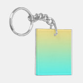 Pastel Gradiënt Achtergrond Turquoise Geel Sleutelhanger (Voorkant Links)