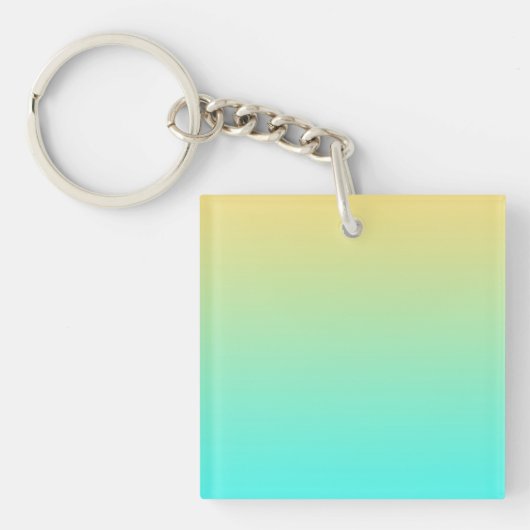 Pastel Gradiënt Achtergrond Turquoise Geel Sleutelhanger (Voorkant)