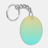 Pastel Gradiënt Achtergrond Turquoise Geel Sleutelhanger (Voorkant Links)