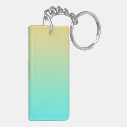 Pastel gradiënt Achtergrond Turquoise Yellow Sleutelhanger (Achterkant Links)