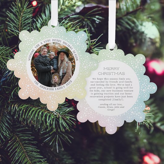 Pastel Gradiënt Blizzard Stippen Sneeuwachtige fot Ornament Kaart