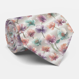 Pastel Gradiënt Bloemmotief Stropdas