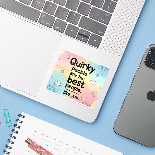 Pastel Gradient Cute Quote Design Sticker (Laptop met iPhone)