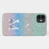 Pastel Gradiënt Glitter Glans Monogram Naam Case-Mate iPhone Case (Achterkant (horizontaal))