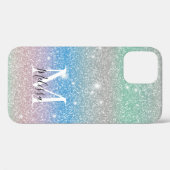 Pastel Gradiënt Glitter Glans Monogram Naam Case-Mate iPhone Case (Achterkant (horizontaal))