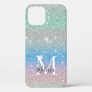 Pastel Gradiënt Glitter Schitterend Monogram Naam Case-Mate iPhone Case