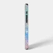 Pastel Gradiënt Glitter Schitterend Monogram Naam iPhone Hoesje (Linkerkant)