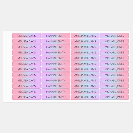 Pastel gradiënt Kinder waterdichte naamlabels Labels (Vel)