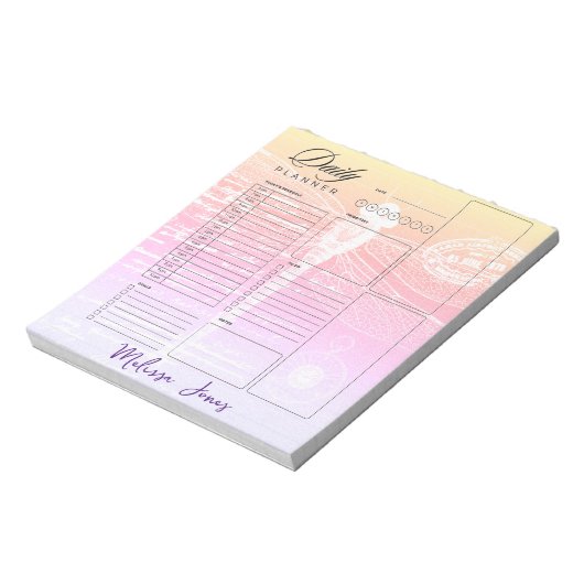 Pastel gradiënt libel gepersonaliseerde planner notitieblok (Linkerzijde)