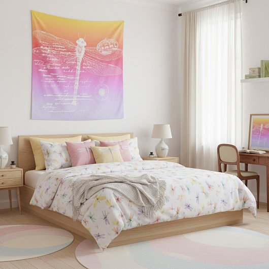 Pastel gradiënt libel wandkleed