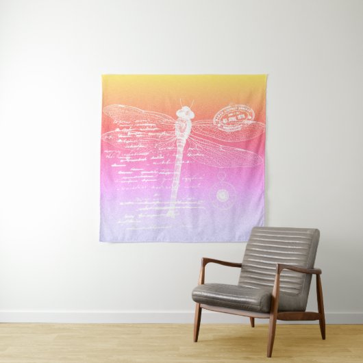 Pastel gradiënt libel wandkleed (In situ)