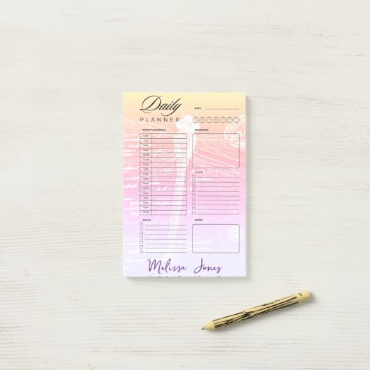 Pastel gradiënt libelle gepersonaliseerde planner post-it® notes (Op bureau)