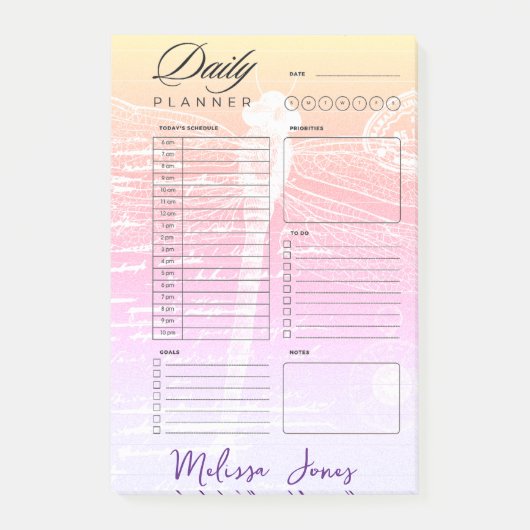Pastel gradiënt libelle gepersonaliseerde planner post-it® notes (Voorkant)