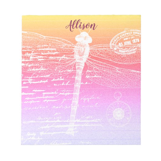 Pastel gradiënt ligonfly gepersonaliseerd notitieb notitieblok (Voorkant)