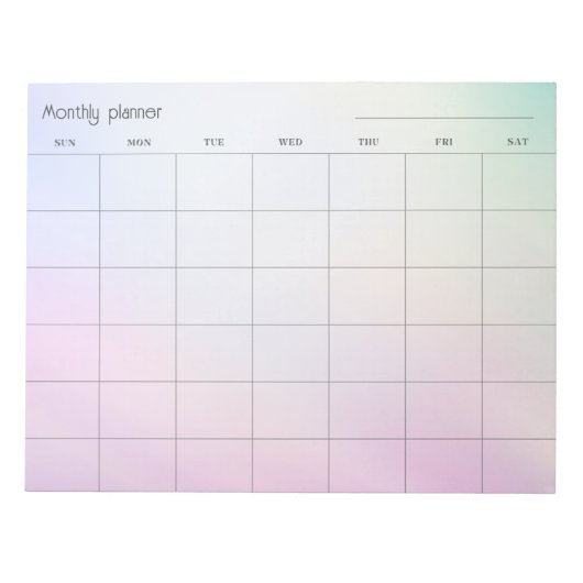Pastel gradiënt Maandelijkse planner, aangepaste t Notitieblok (Voorkant)